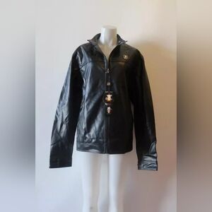 Collezioni Italia Black Full Zip Leather Jacket
